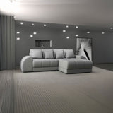 Colțar extensibil dumonde cu ladă de depozitare si sezut confortabil din spuma HR, Verona Enjoy Gri II 290x185 cm Fabrica