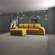 Colțar extensibil dumonde cu ladă de depozitare si sezut confortabil din spuma HR, Verona Royal Mustar 290x185 cm Fabrica