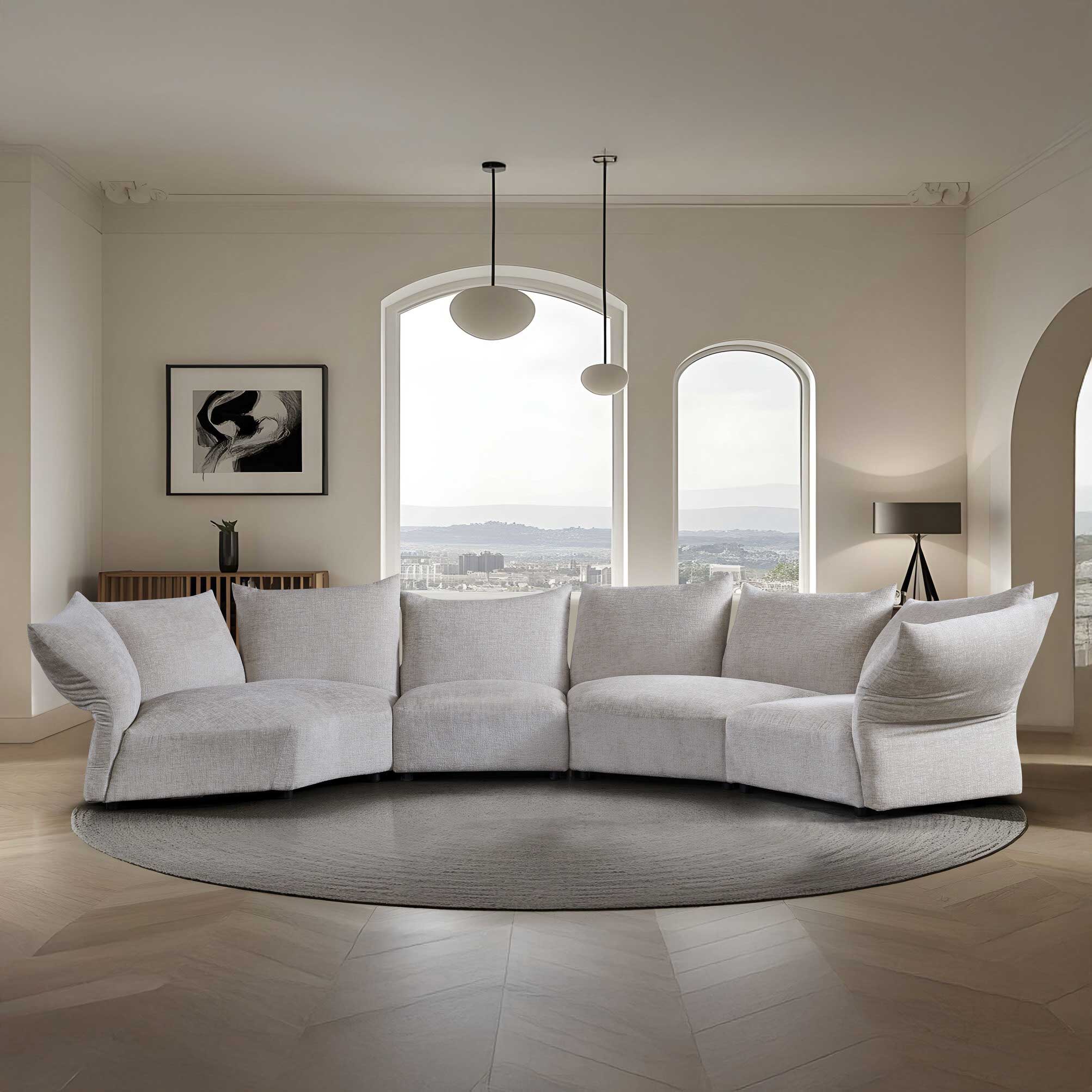 Canapea semirotunda dumonde cu șezut confortabil din spumă HR Vogue 460x131 cm