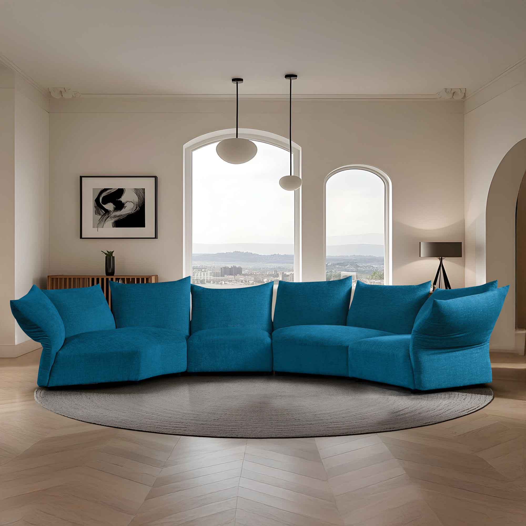 Canapea semirotunda dumonde cu șezut confortabil din spumă HR Vogue 460x131 cm