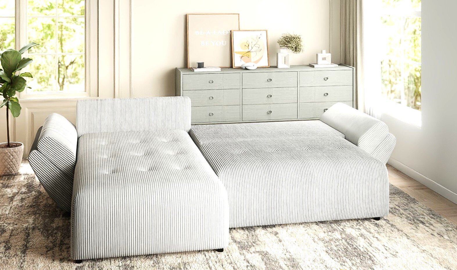 Colțar extensibil dumonde cu ladă de depozitare si sezut confortabil din spuma HR, Berlin Zoom Gri 280x185 cm