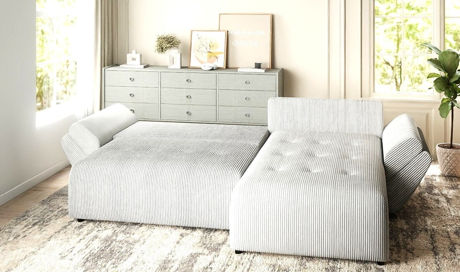 Colțar extensibil dumonde cu ladă de depozitare si sezut confortabil din spuma HR, Berlin Zoom Gri 280x185 cm II