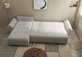 Colțar extensibil dumonde cu ladă de depozitare si sezut confortabil din spuma HR, Berlin XL Zoom Pearl 350x185 cm