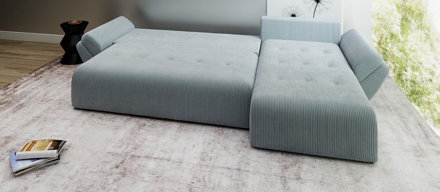 Colțar extensibil dumonde cu ladă de depozitare Berlin XL Zoom Grey II 350x185 cm