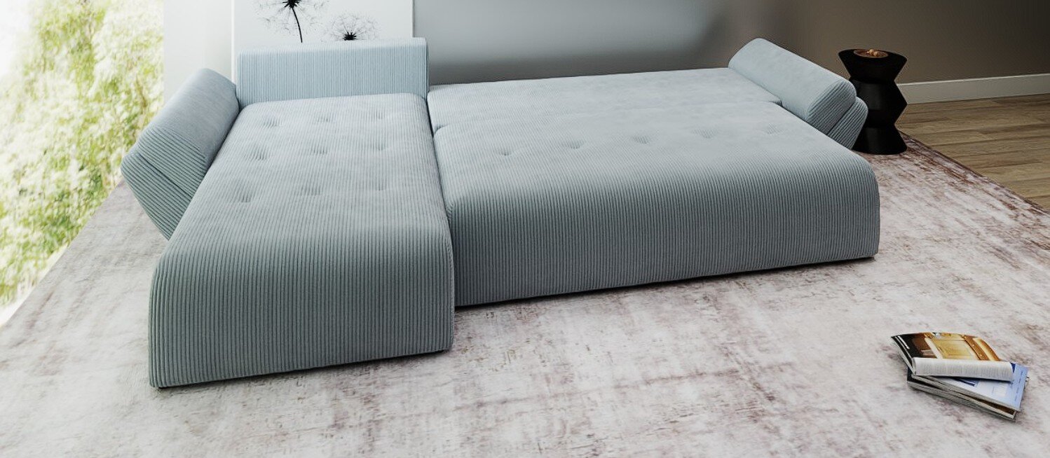 Colțar extensibil dumonde cu ladă de depozitare Berlin XL Zoom Grey 350x185 cm