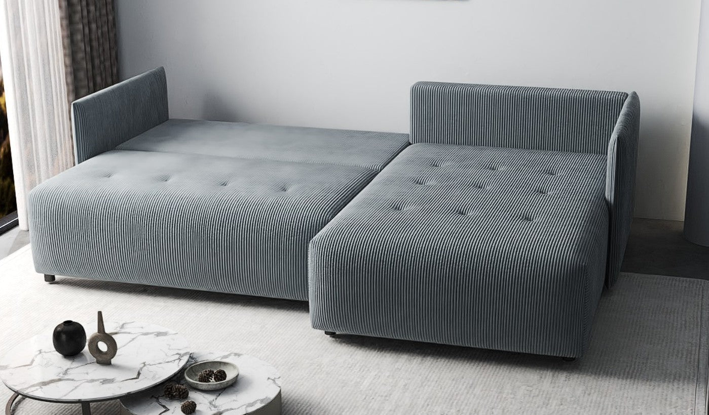 Colțar extensibil dumonde cu ladă de depozitare si sezut confortabil din spuma HR, Malta Zoom Mint II 235x185 cm Fabrica