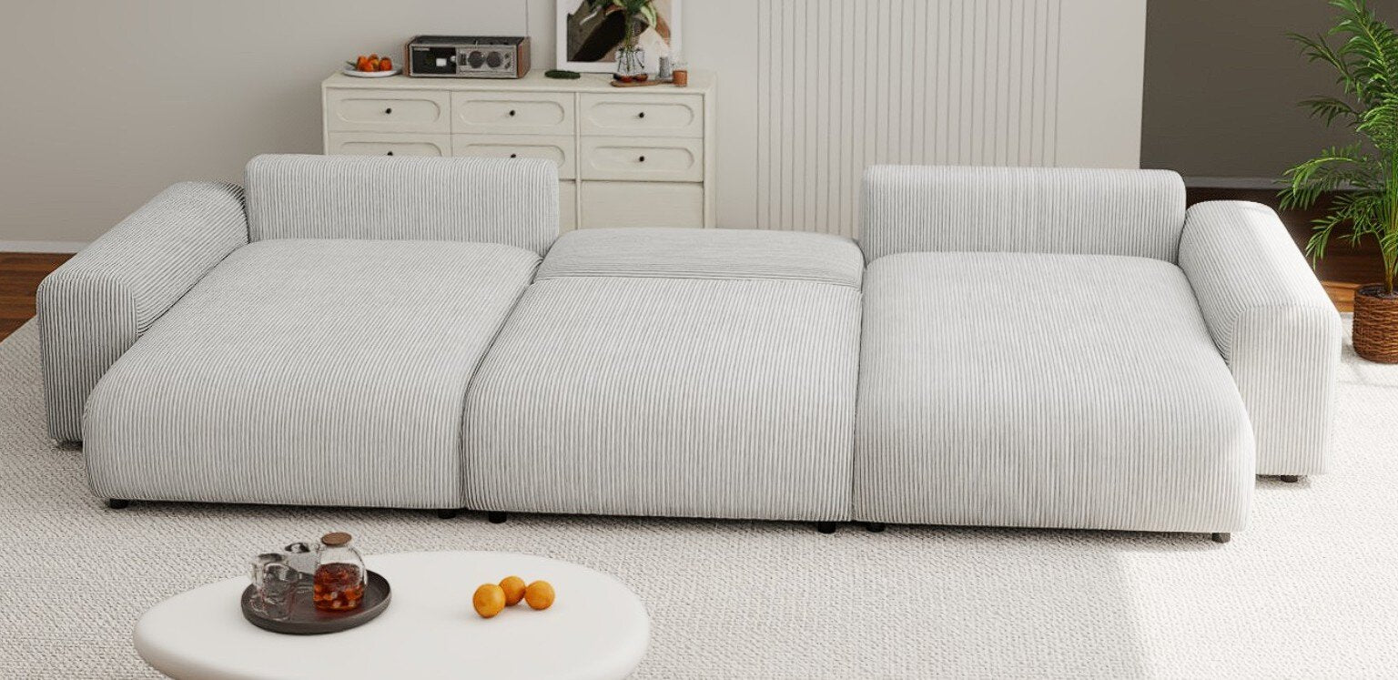 Colțar extensibil dumonde cu ladă de depozitare si sezut confortabil din spuma HR, Sarina U Zoom Gri 350x168 cm