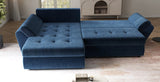 Colțar extensibil dumonde cu ladă de depozitare si sezut confortabil din spuma HR, Loana Bleumarin Zoom 270x185 cm Fabrica
