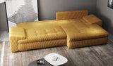 Colțar extensibil dumonde cu ladă de depozitare si sezut confortabil din spuma HR, Leonardo Zoom Mustar 255x193 cm II