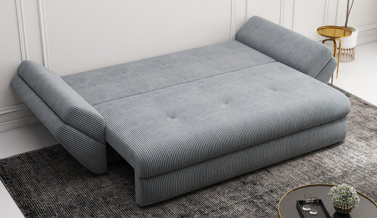 Canapea extensibilă dumonde cu ladă de depozitare si sezut confortabil din spuma HR, Loana Zoom Grey Mint 250x100 cm Fabrica