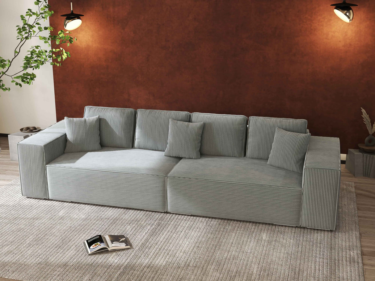Canapea extensibilă dumonde cu ladă de depozitare si sezut confortabil din spuma HR, Dream Zoom Mint 310x100 cm Fabrica