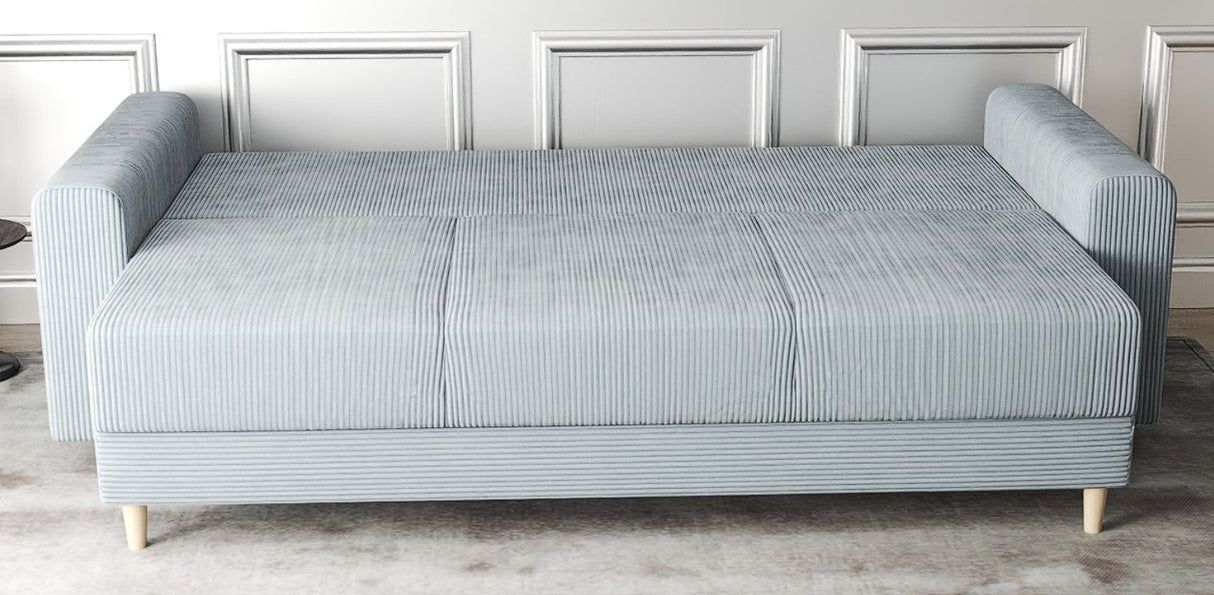 Canapea extensibilă dumonde cu ladă de depozitare si sezut confortabil din spuma HR, Kronos Zoom Gri Mint 210x100 cm fabrica