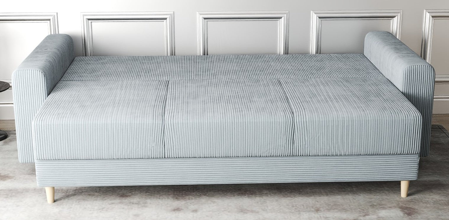 Canapea extensibilă dumonde cu ladă de depozitare si sezut confortabil din spuma HR, Kronos Zoom Gri 210x100 cm fabrica