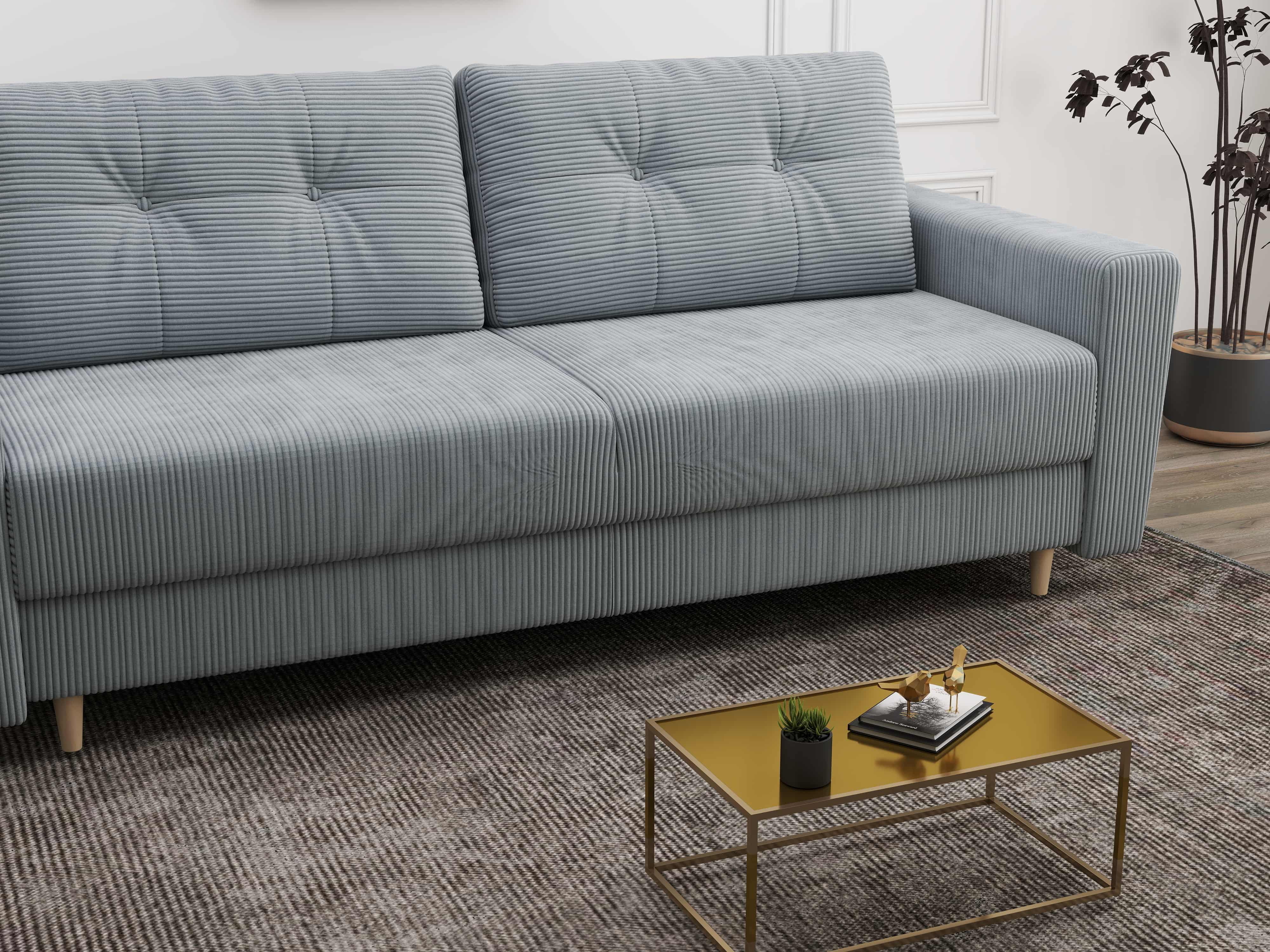 Canapea extensibilă dumonde cu ladă de depozitare si sezut confortabil din spuma HR, Summer Zoom Gri Mint 225x100 cm