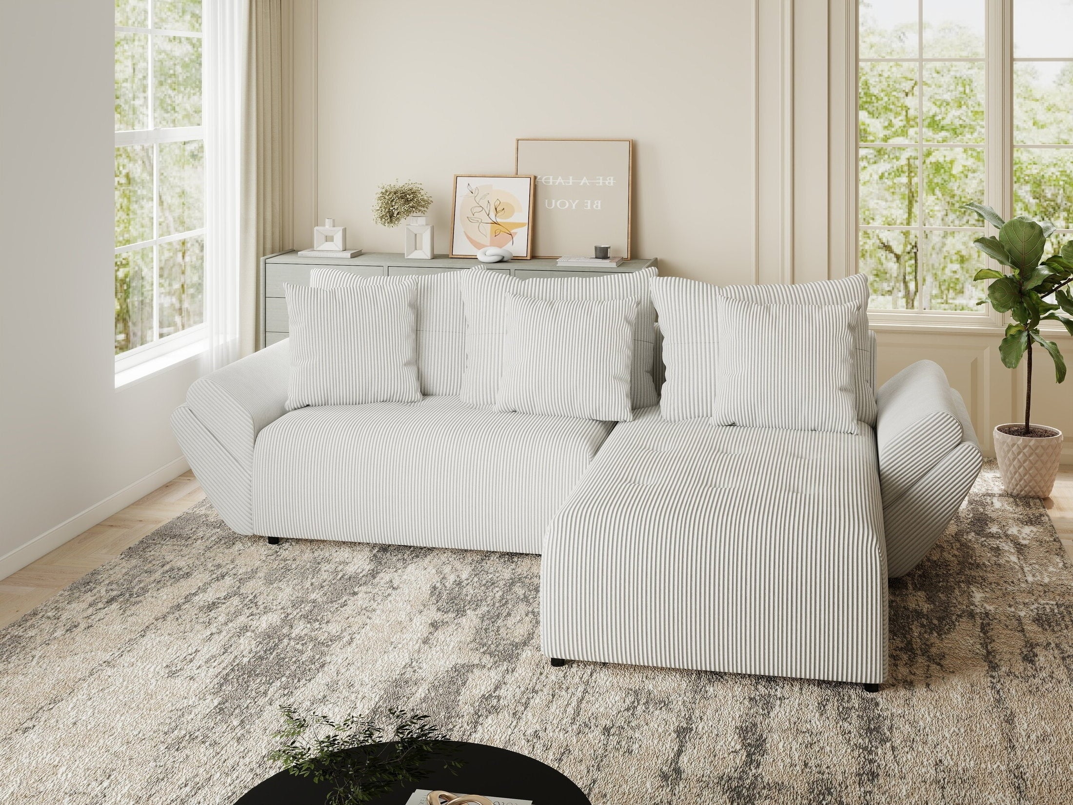 Colțar extensibil dumonde cu ladă de depozitare si sezut confortabil din spuma HR, Berlin Zoom Gri 280x185 cm II