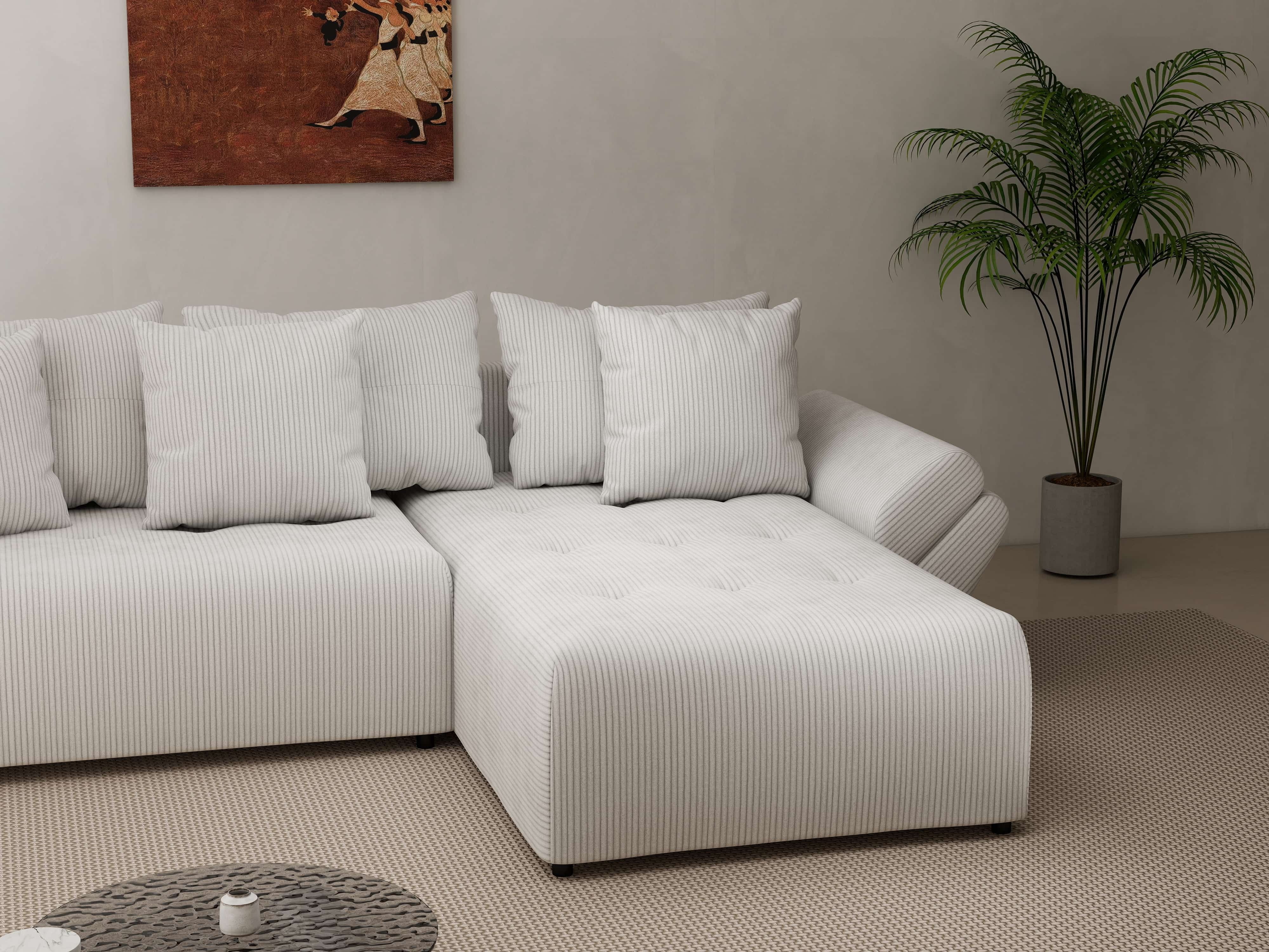 Colțar extensibil dumonde cu ladă de depozitare si sezut confortabil din spuma HR, Berlin Zoom Pearl 280x185 cm II Fabrica