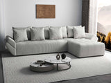 Colțar extensibil dumonde cu ladă de depozitare si sezut confortabil din spuma HR, Berlin XL Zoom Pearl 350x185 cm II Fabrica