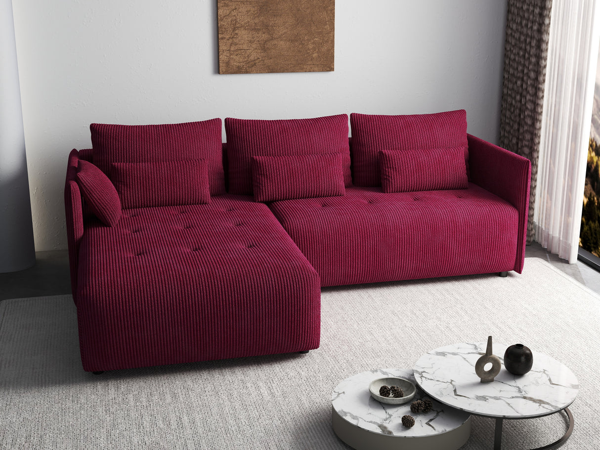 Colțar extensibil dumonde cu ladă de depozitare si sezut confortabil din spuma HR, Malta Zoom Red 235x185 cm