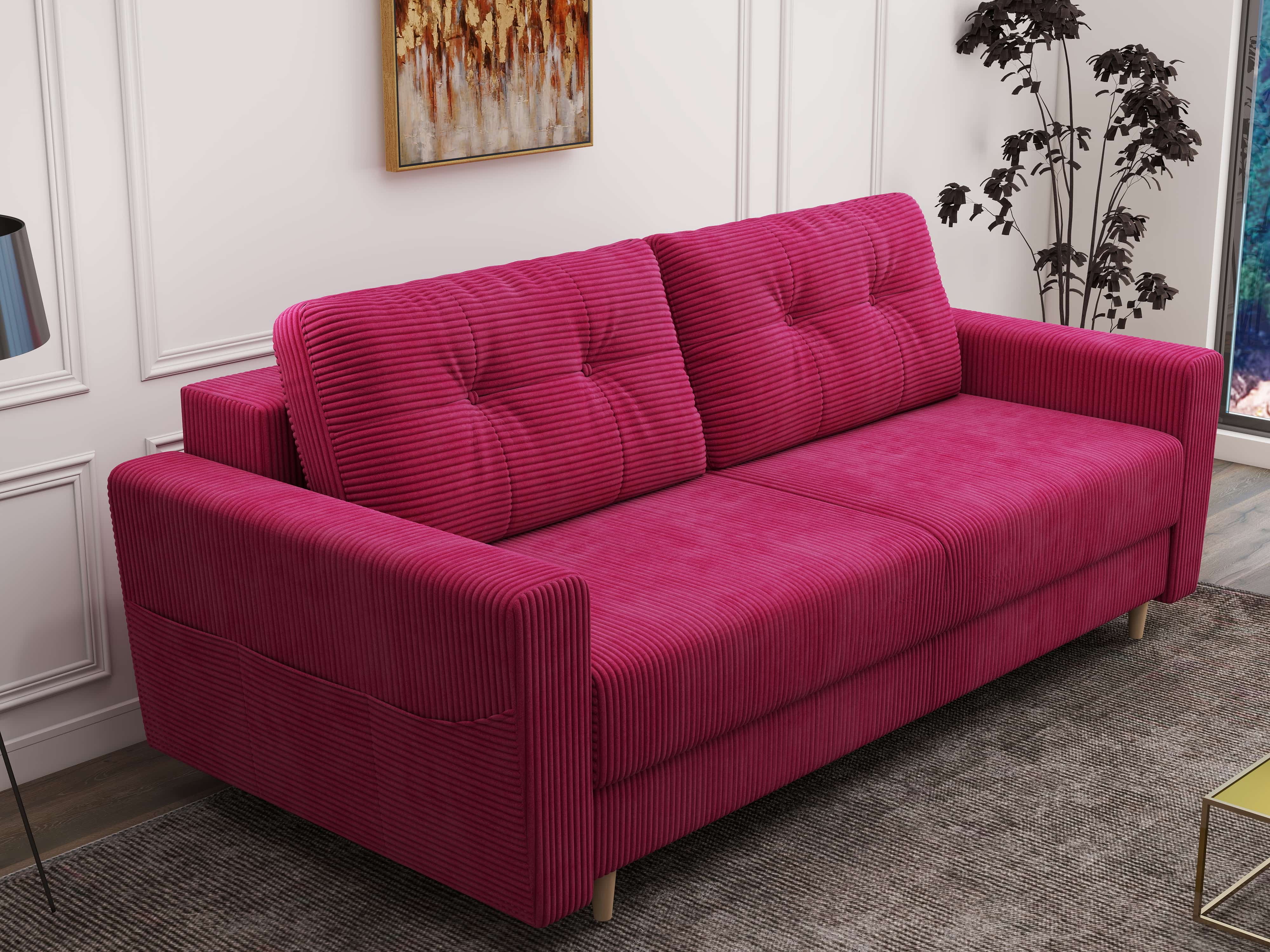 Canapea extensibilă dumonde cu ladă de depozitare si sezut confortabil din spuma HR, Summer Zoom Rosu 225x100 cm