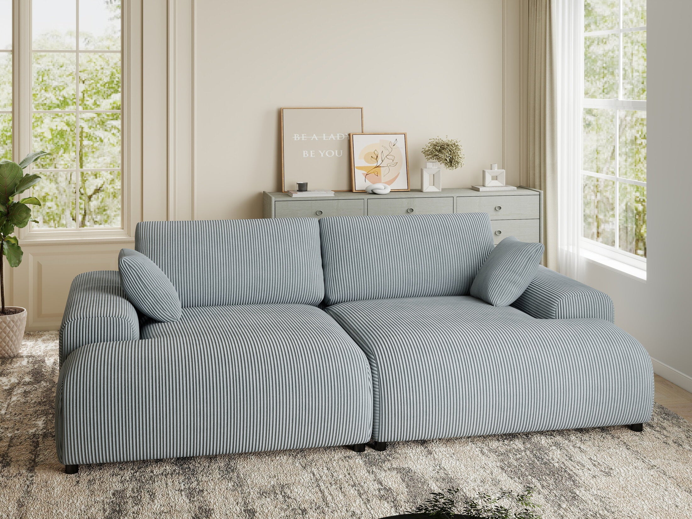 Canapea dumonde cu sezut confortabil din spuma HR, Hudson Zoom Gri Mint 237x144 cm