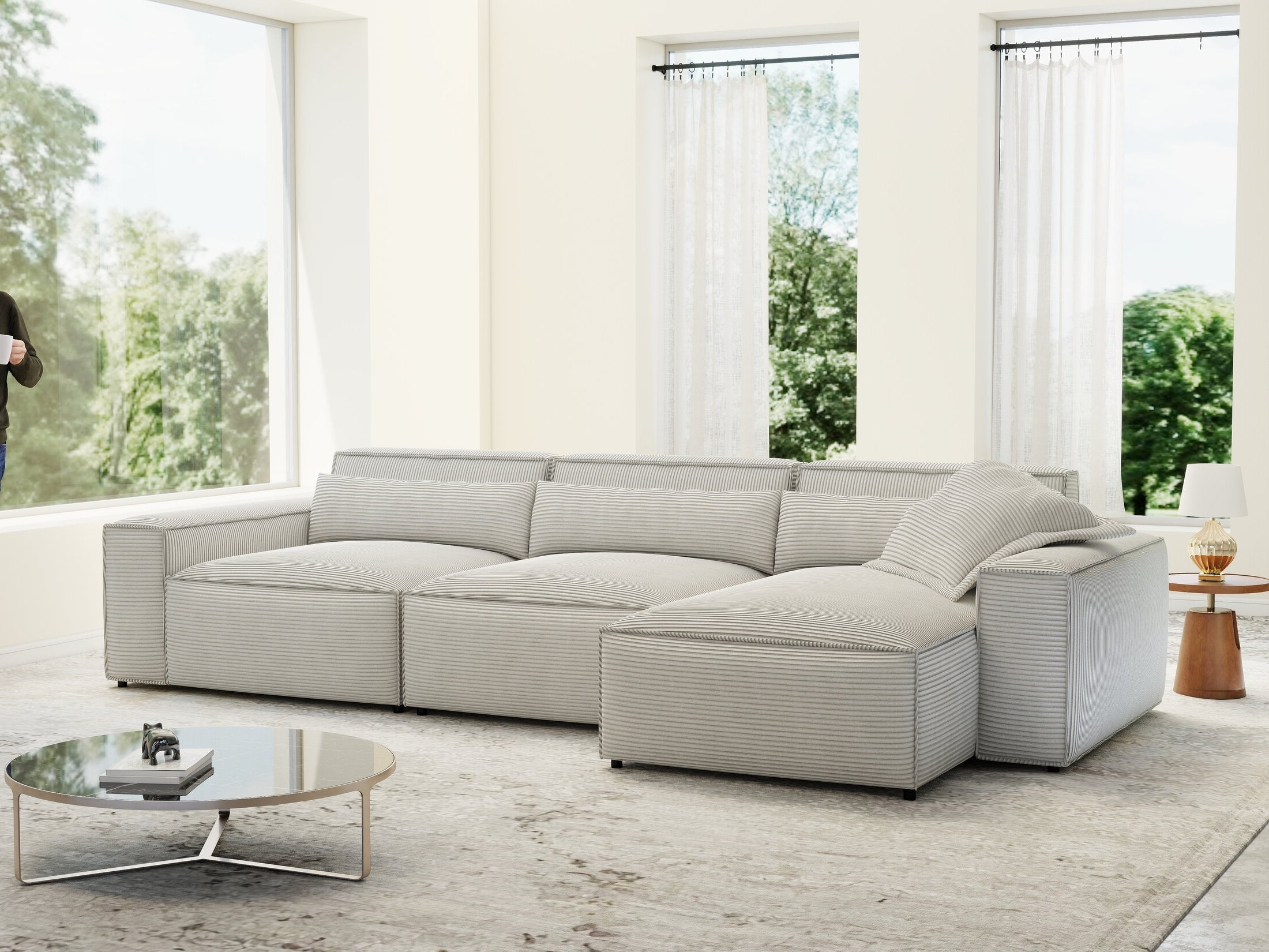 Colțar dumonde cu sezut confortabil din spuma HR, Marvelo XL Zoom Gri Mint 366x175 cm II