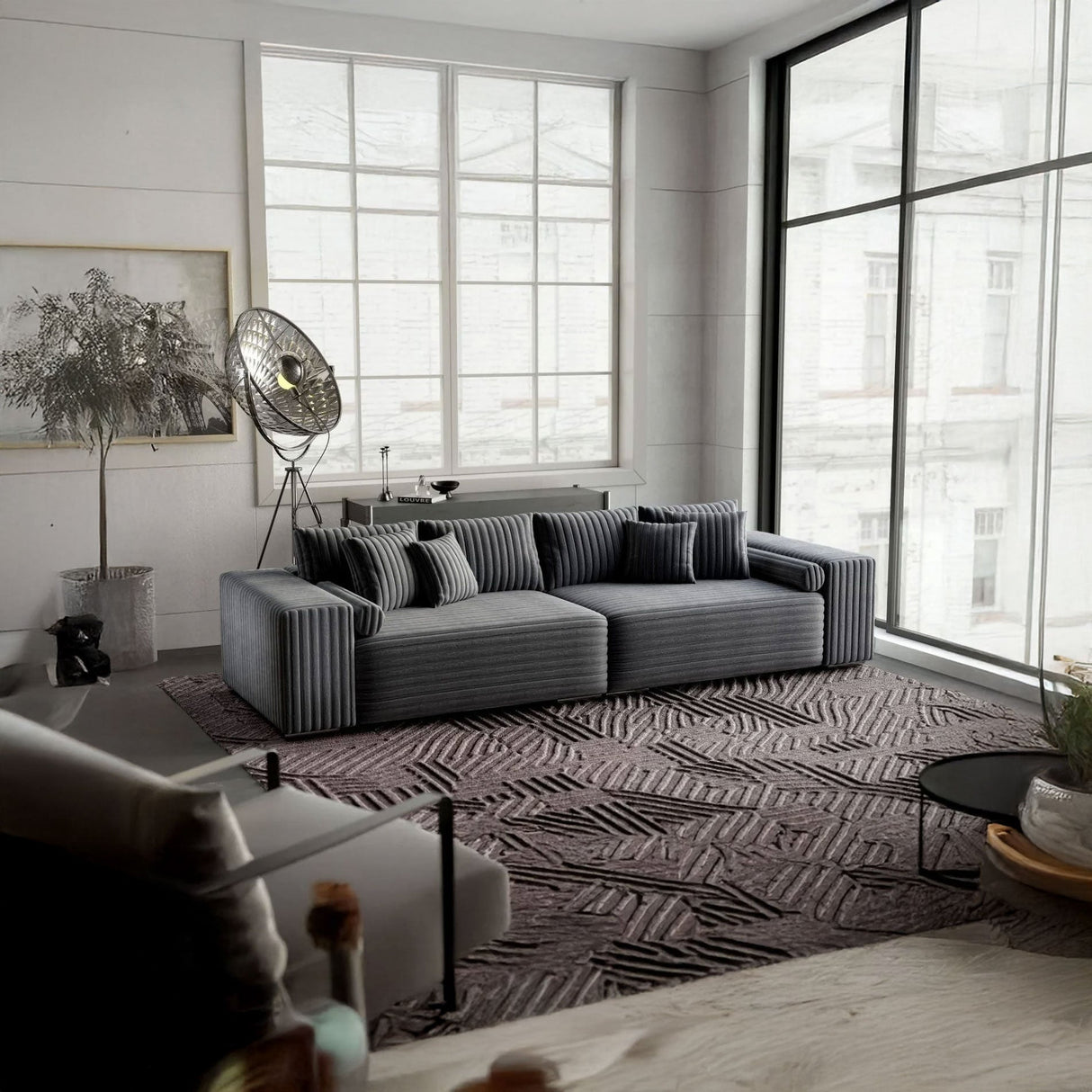 Canapea extensibilă dumonde cu ladă de depozitare si sezut confortabil din spuma HR, Marbela Ambience Grey XXL 295x100 cm fabrica
