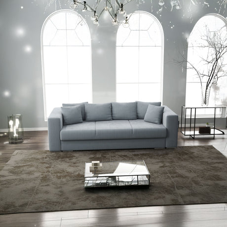 Canapea extensibilă dumonde cu ladă de depozitare si sezut confortabil din spuma HR, Gloria Zoom Grey II 240x100 cm Fabrica