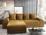 Colțar extensibil dumonde cu ladă de depozitare si sezut confortabil din spuma HR, Verona Zoom Mustar 290x185 cm Fabrica