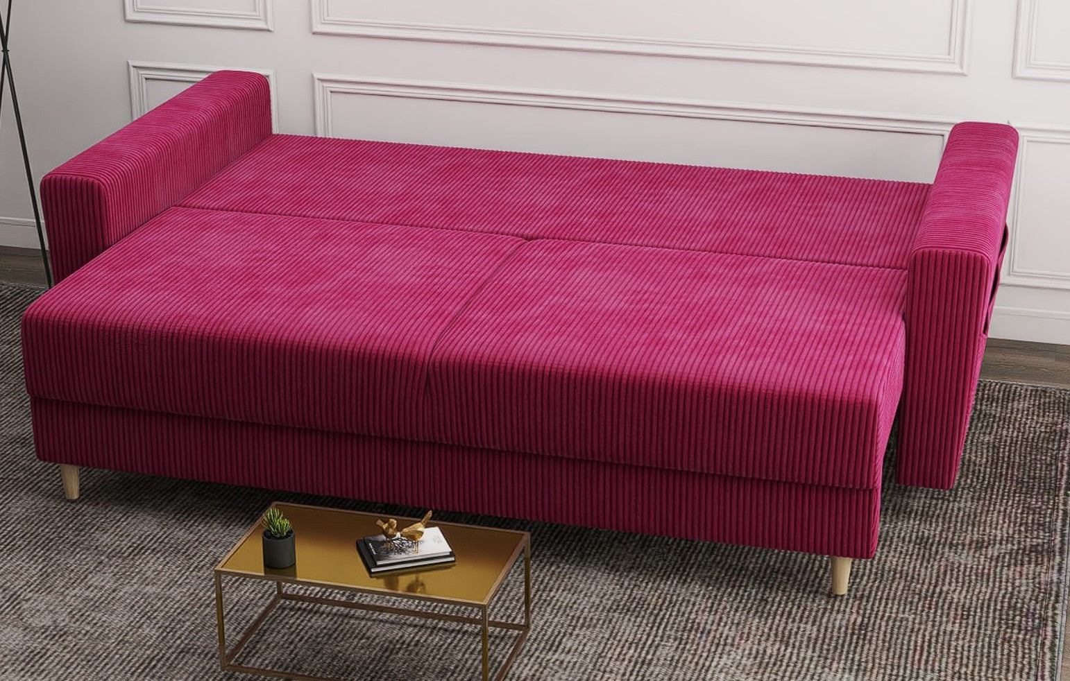 Canapea extensibilă dumonde cu ladă de depozitare si sezut confortabil din spuma HR, Summer Zoom Rosu 225x100 cm