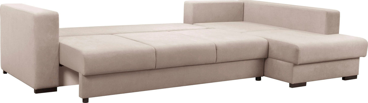 Colțar extensibil cu ladă de depozitare Gloria Verde 325x195 cm | Dumonde Furniture & Deco Concept.