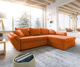 Colțar extensibil cu ladă de depozitare Loana Orange II 275x185 cm | Dumonde Furniture & Deco Concept.