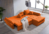 Colțar extensibil cu ladă de depozitare Loana Orange II 275x185 cm | Dumonde Furniture & Deco Concept.